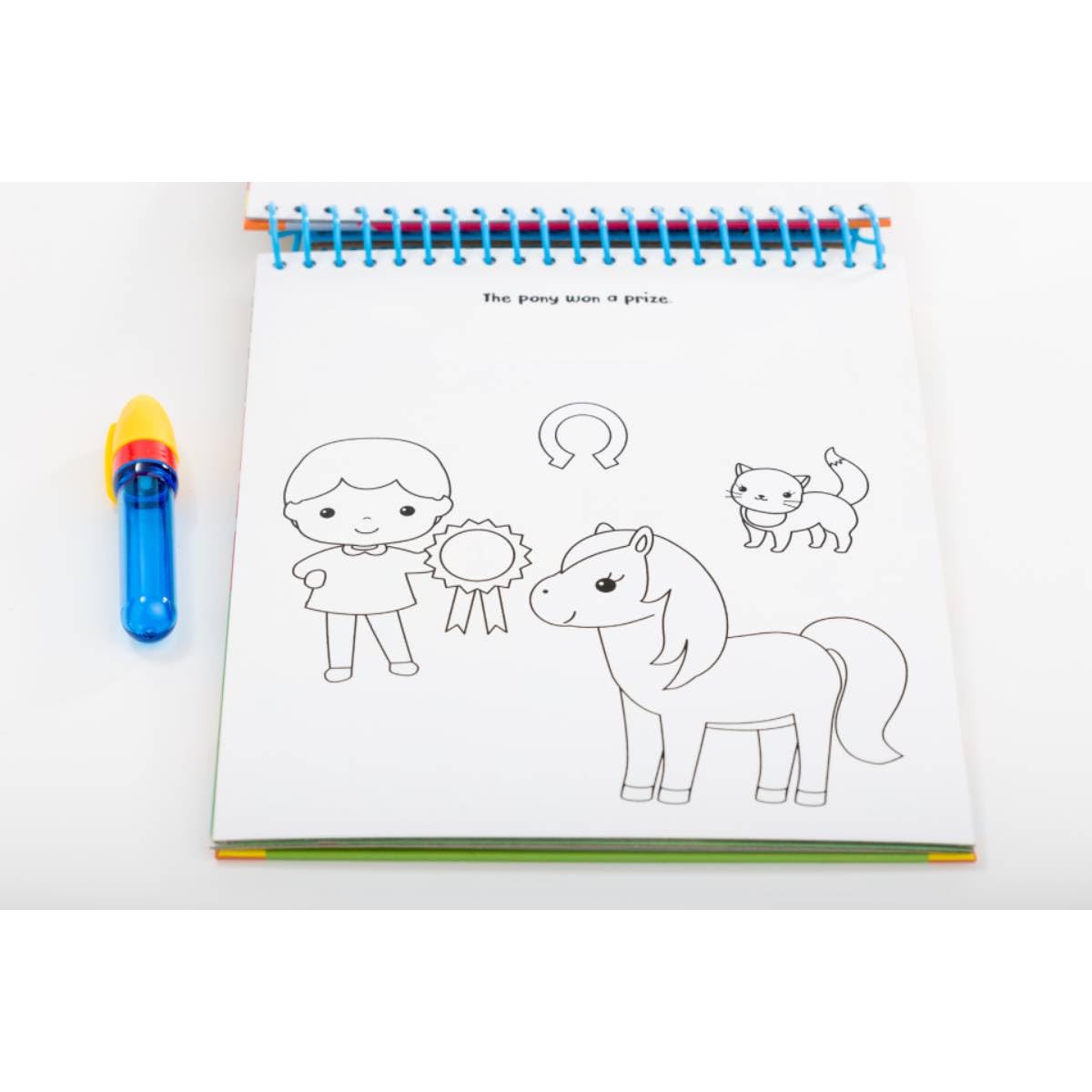 Bookoli - Magic Painting Ponies - Mess Free Painting Book - Water Painting Activity Book for Kids - Fun Arts and Crafts for Toddlers - Includes 6 Pony Pictures and Re-fillable Water Pen