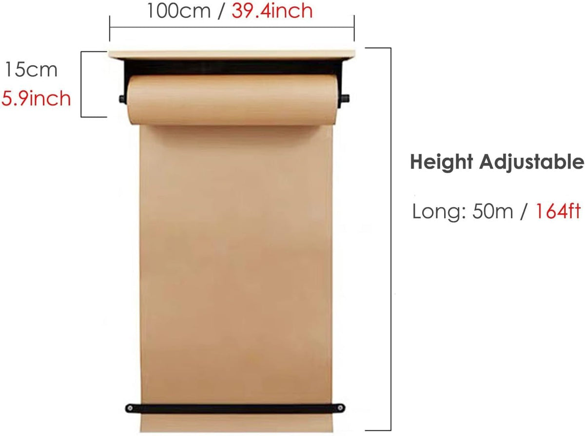 Bulletin Board Paper Wall Mount Kraft Paper Roll Display with Wood Shelf & 50m Paper Roll，for Grocery List/Schedule Reminders for Craft Poster Art Paper Roll Christmas Bouquet(100cm/39.4in