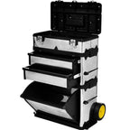 3-Part Rolling Tool Box with 2 Wheels, 3 Separable Components Including 2-Drawer Compartment and Large Bottom Box for Tools and Arts Crafts Supplies, Heavy-Duty Storage Chest