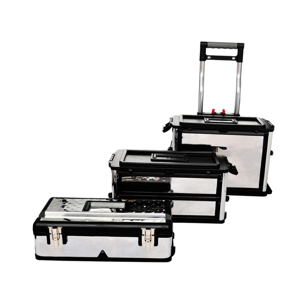 3-Part Rolling Tool Box with 2 Wheels, 3 Separable Components Including 2-Drawer Compartment and Large Bottom Box for Tools and Arts Crafts Supplies, Heavy-Duty Storage Chest