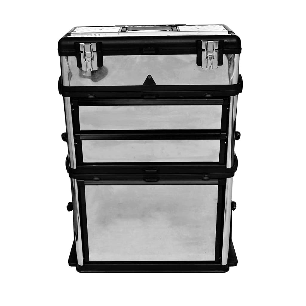 3-Part Rolling Tool Box with 2 Wheels, 3 Separable Components Including 2-Drawer Compartment and Large Bottom Box for Tools and Arts Crafts Supplies, Heavy-Duty Storage Chest