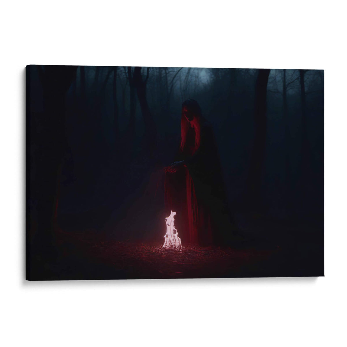 Canvas Lab | Witchcraft by Pale Blood | 48 x 32 in | Canvas Print Wall Art | Illustrations, World Culture, Silhouettes, Fantasy, Rural scenery, Villains, Halloween, Sci-Fi and Fantasy Movies, Thriller