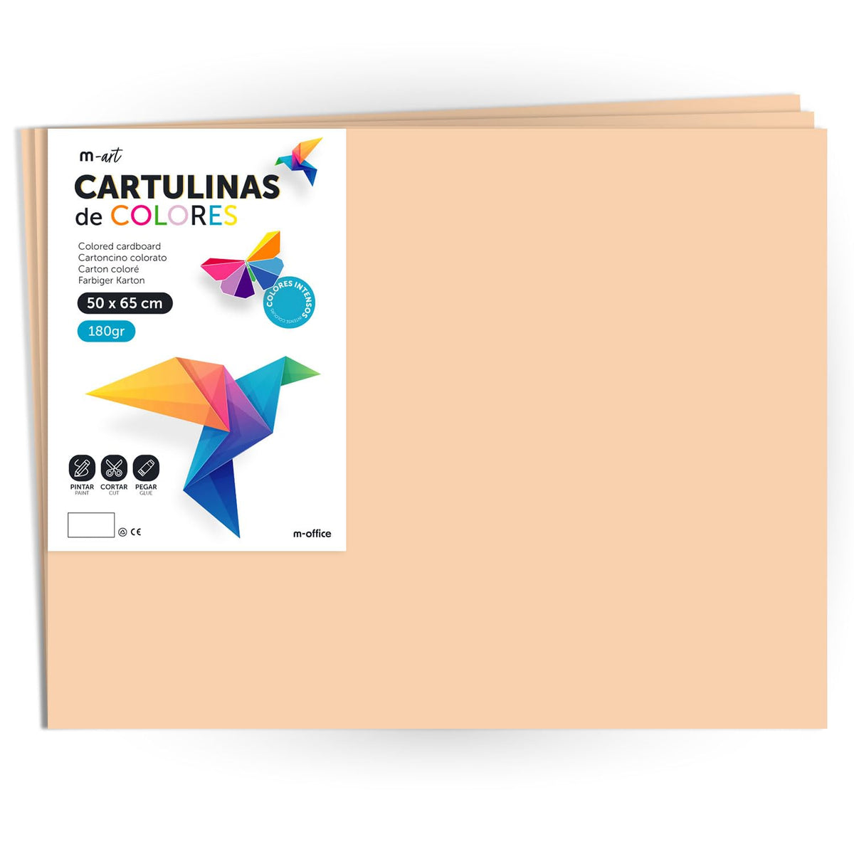 Coloured Cardstock, Large Cardstock 50 x 65 cm Light and Intense Colours, 180 g Coloured Cardstock for Crafts, Creative Designs and Art Projects · m-office (x250 Sheets, Vanilla)