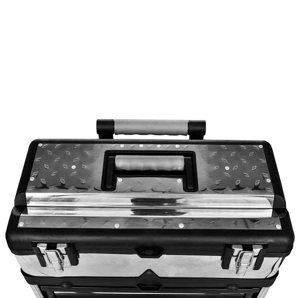 3-Part Rolling Tool Box, Stainless Steel Storage Organizer, Silver