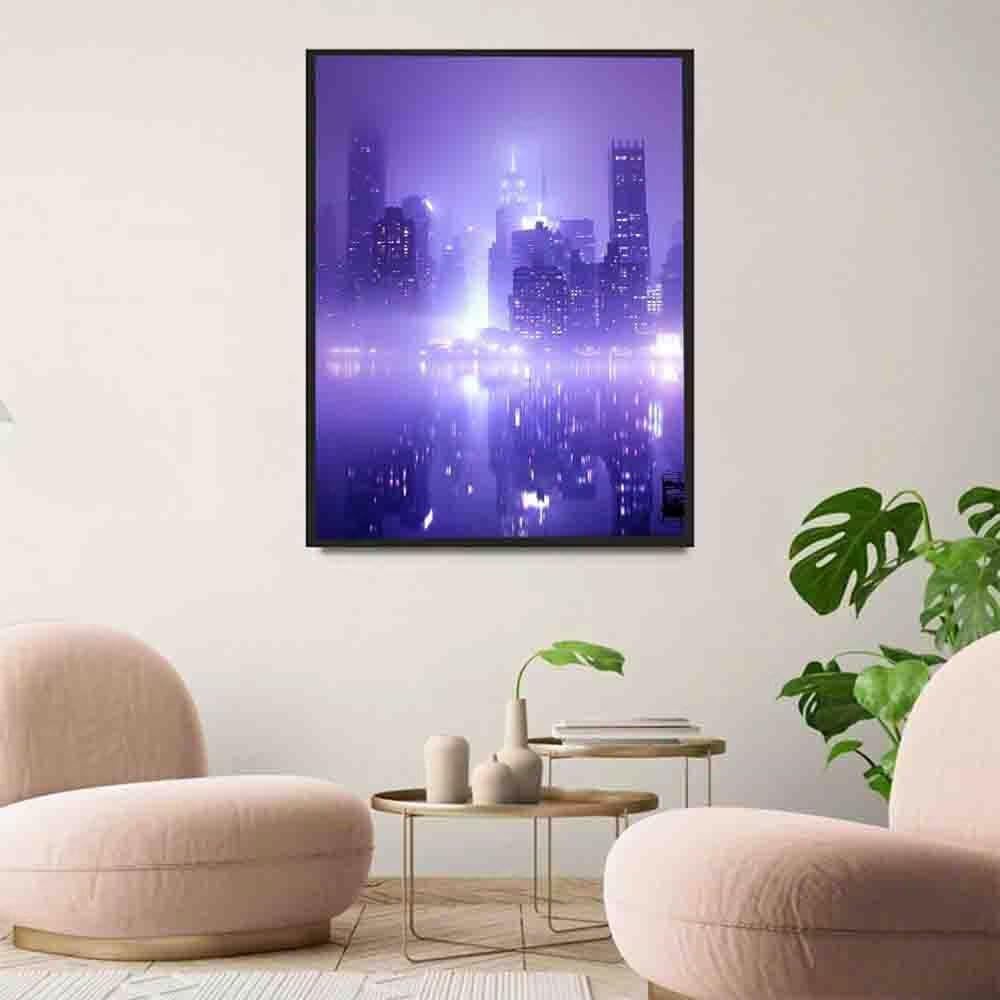 Diamond Painting Kit City Light Diamond Art Kits for Adults DIY Full Round Drill Embroidery Cross Stitch Gems for Crafting 5D Crystal Gem Art Adult Crafts for Home Wall Decor Gifts 32x43inch W-DE3