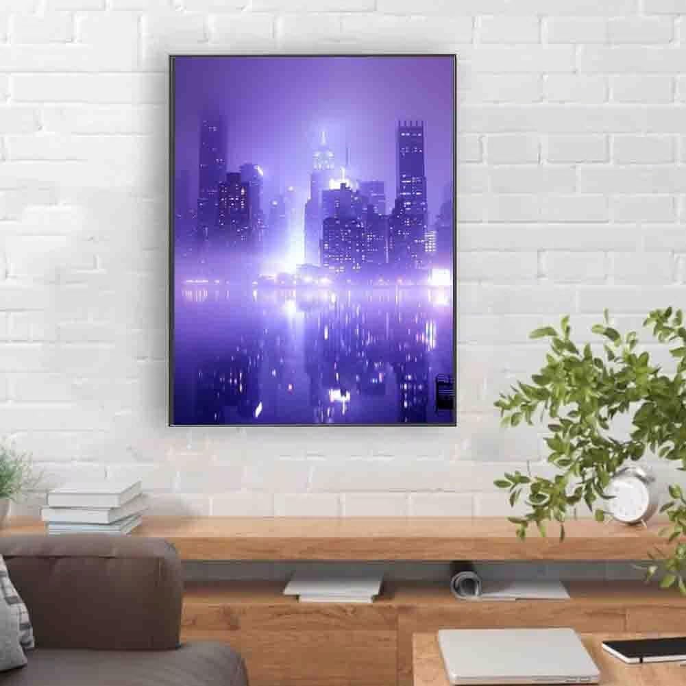Diamond Painting Kit City Light Diamond Art Kits for Adults DIY Full Round Drill Embroidery Cross Stitch Gems for Crafting 5D Crystal Gem Art Adult Crafts for Home Wall Decor Gifts 32x43inch W-DE3