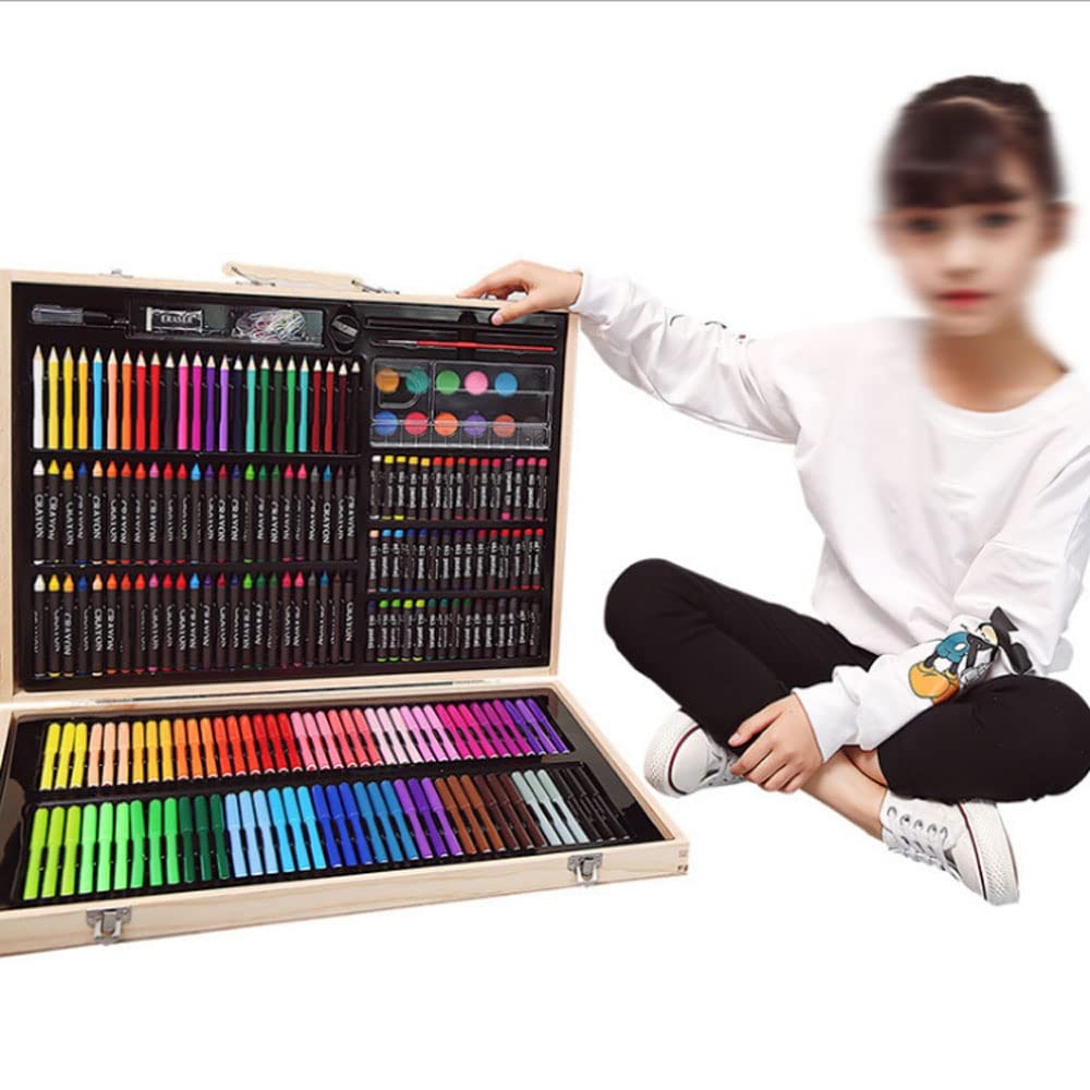 Art Supplies, 251-Pack Deluxe Wooden Art Set Crafts Drawing Painting Coloring Supplies Kit, Creative Gift Box for Adults Artist Beginners Kids Girls