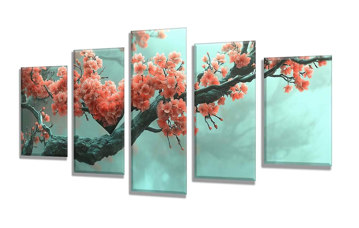 5 Pack Diamond Painting Kits Tree Plum Bossom Large Diamond Painting Kits for Adults, Crystal Gems Arts and Crafts, DIY Full Drill Embroidery Paintings for Home Wall Decor 250x150cm/100x60in q-6499
