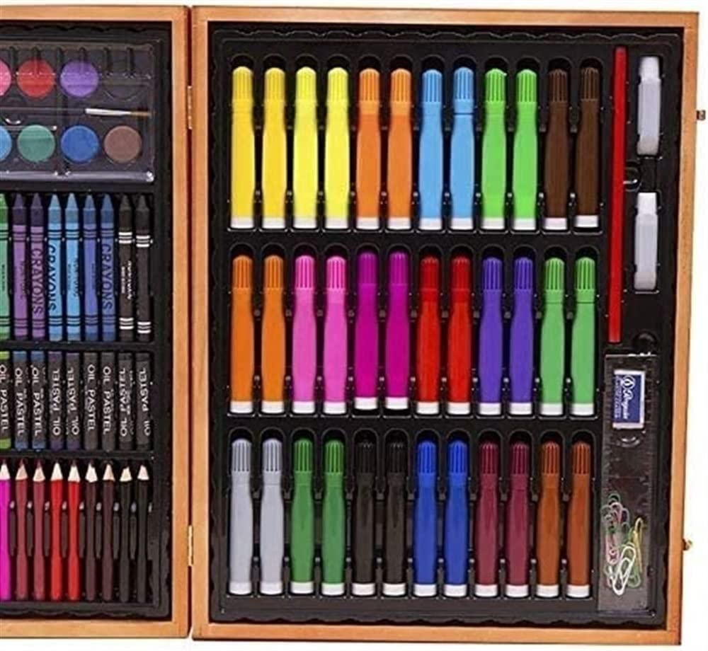 Art Supplies, 150 Pieces Wooden Art Set Crafts Drawing Painting Kit, Portable Art Case Art Kit Includes Crayons, Oil Pastels, Colored Pencils, Sketch Pencils, Paint Brush