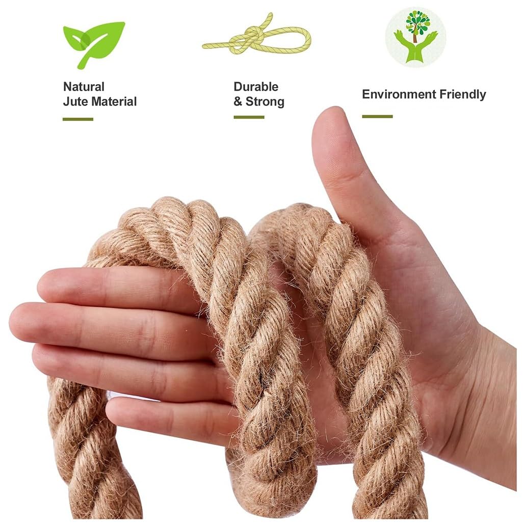 26/28/30mm Jute Twine Heavy Duty Jute Rope Natural Hemp Rope for DIY Arts Crafts Gardening Bundling Home Decorating Cat Scratching Post(30mm,50m/164ft)