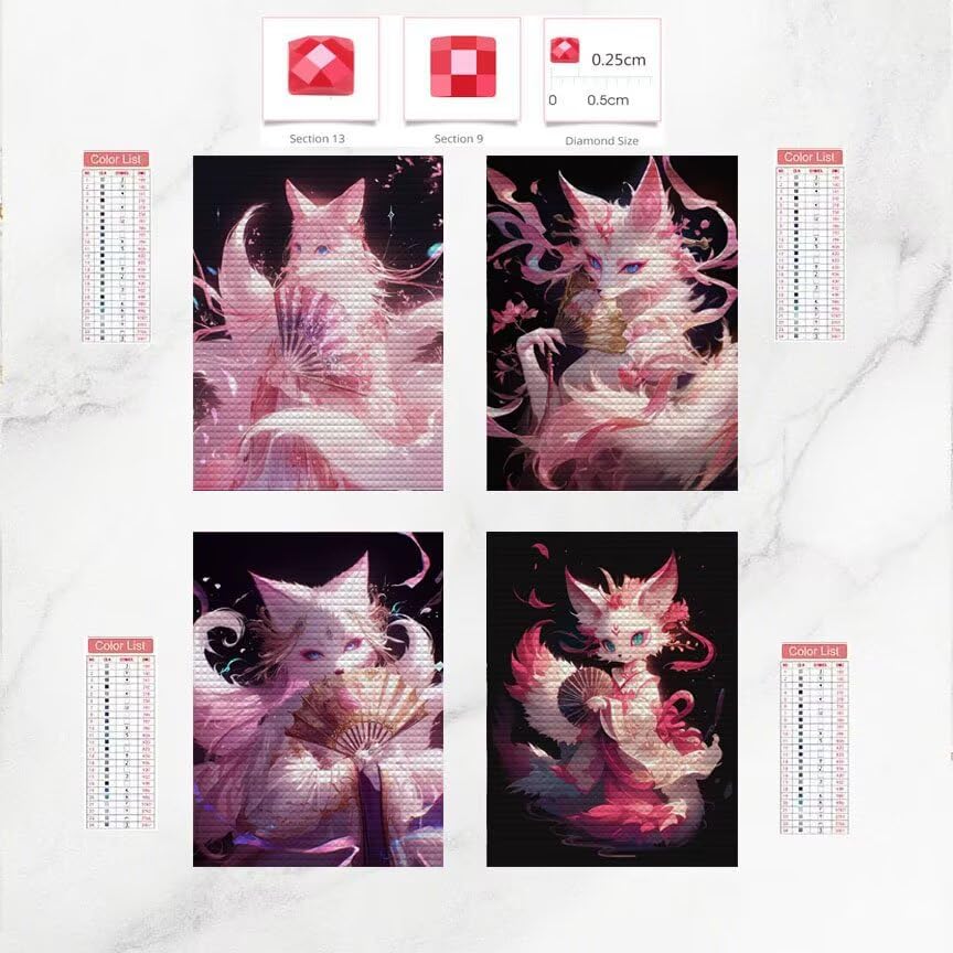 4 Pack Abstract Diamond Art Kits for Adults 24x36inch 5D Gem Paint by Numbers Kit for Adults, Full Drill Fox Diamond Painting Kits for Beginners, DIY Wall Art Crystal Painting Craft Kits Gifts O-86y