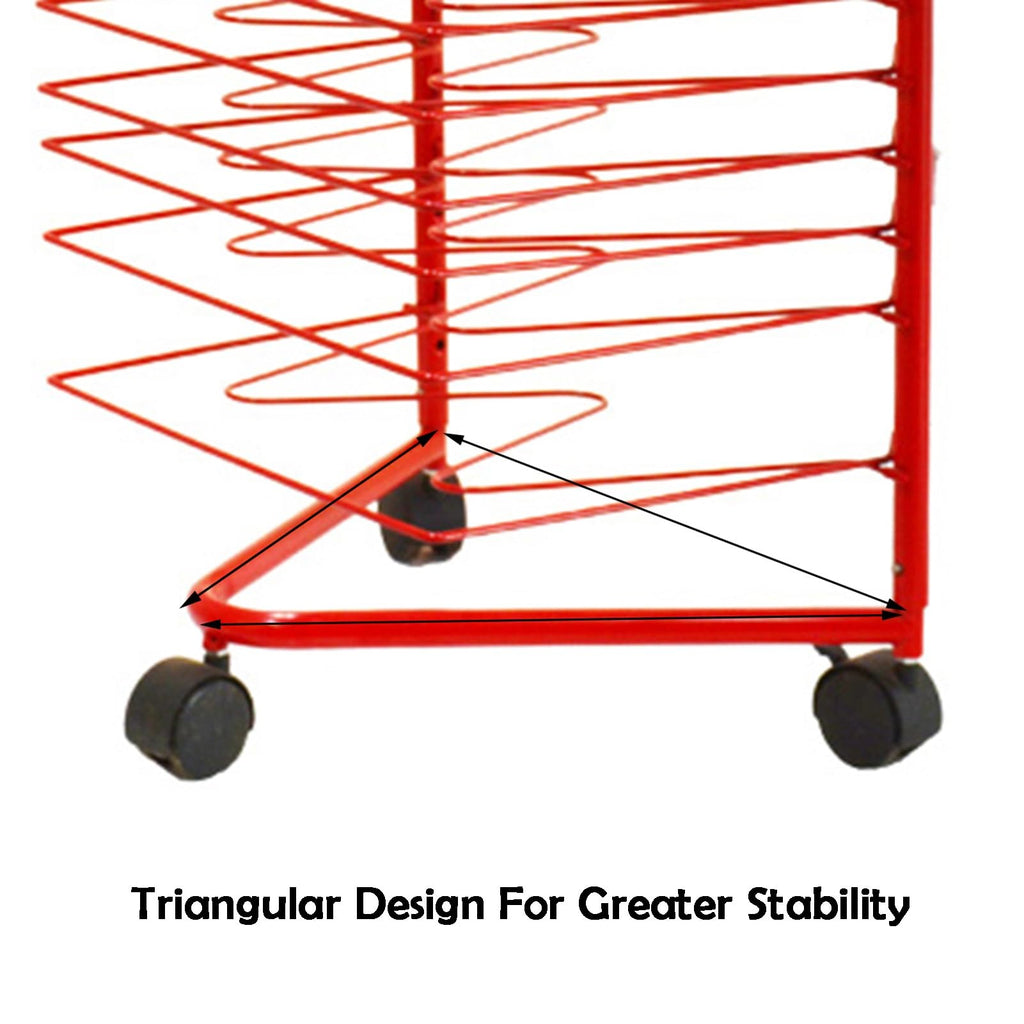16-Tier Art Drying Rack Trolley Storage Display Stand for Posters Paintings and Crafts - Ideal for Studios Kindergartens Galleries Home Use,43x85x32cm