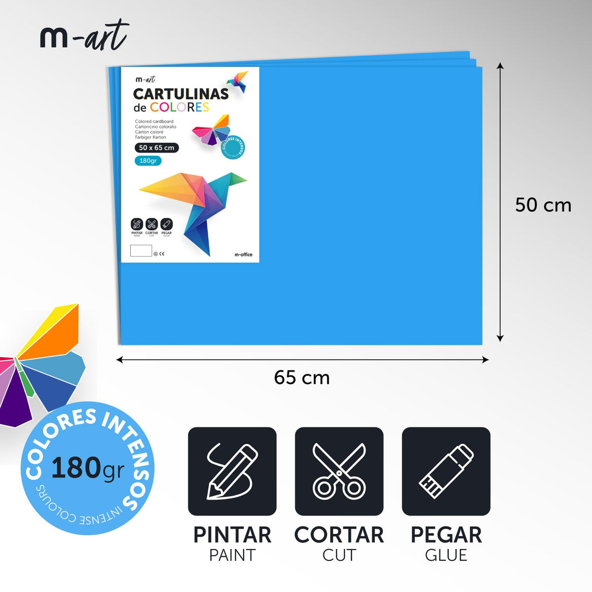 Coloured Cardstock, Large Cardstock 50 x 65 cm Light and Intense Colours, 180 g Coloured Cardstock for Crafts, Creative Designs and Art Projects · m-office (x250 Sheets, Vanilla)