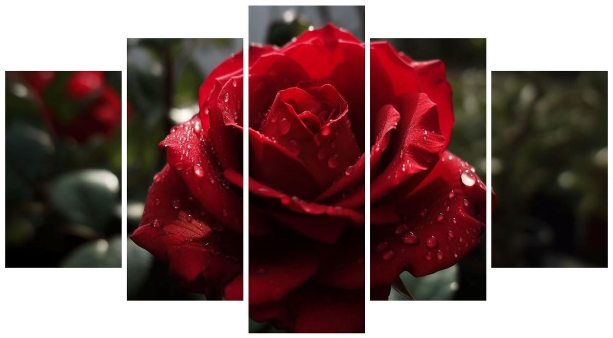 Diamond Art Rose Red 5D Diamond Painting 5 Panel Large Diamond Painting Kits, Paint by Numbers Kit for Adults Beginners Arts & Crafts Supplie for Home Wall Art Painting Decor 250x150cm/100x60in E-7264