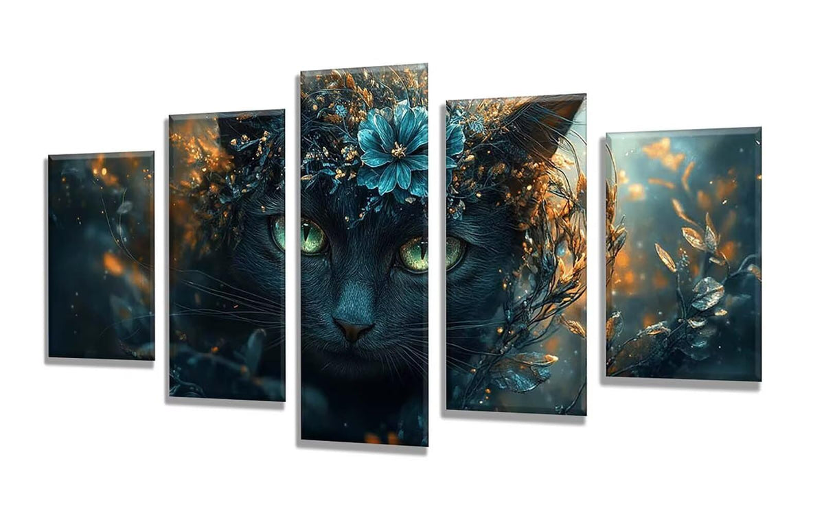 Diamond Painting Flower Cat 5 Panel Diamond Art Kits for Adults, 5D DIY Full Drill Rhinestone Embroidery Paintings, Cross Stitch Crystal Art Paint by Numbers Crafts, Home Decor Gifts 109x65in q-9481