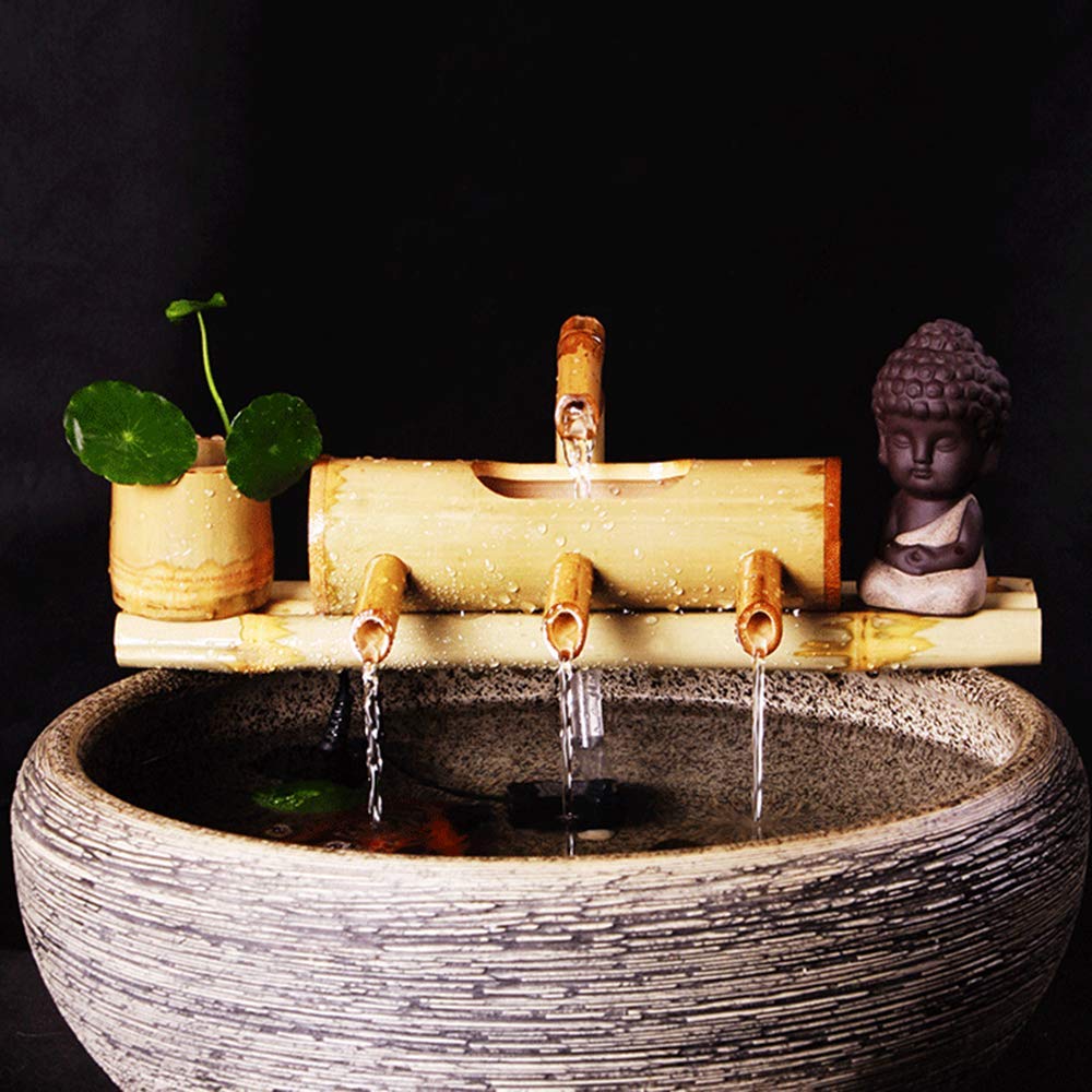 Bamboo Fountain Water Water Fountain Outdoor Japanese Gardenspout and Pump Sculptures Statues Home Decoration Arts Crafts Artwork,25Cm,Indoor Fountain Water Zen (50Cm)