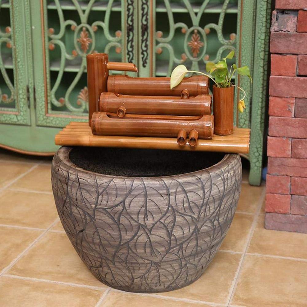 Bamboo Fountain Water Feature Backyard Pond Flowing Pump Garden Japanese Landscape Home Decoration Sculptures Statues Arts Crafts Artwork Wedding Gifts (70cm)