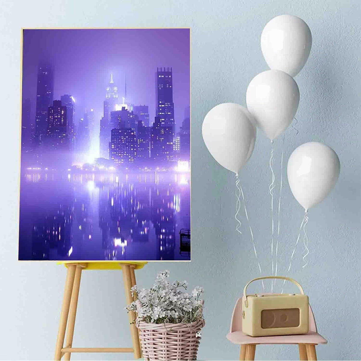 Diamond Painting Kit City Light Diamond Art Kits for Adults DIY Full Round Drill Embroidery Cross Stitch Gems for Crafting 5D Crystal Gem Art Adult Crafts for Home Wall Decor Gifts 32x43inch W-DE3