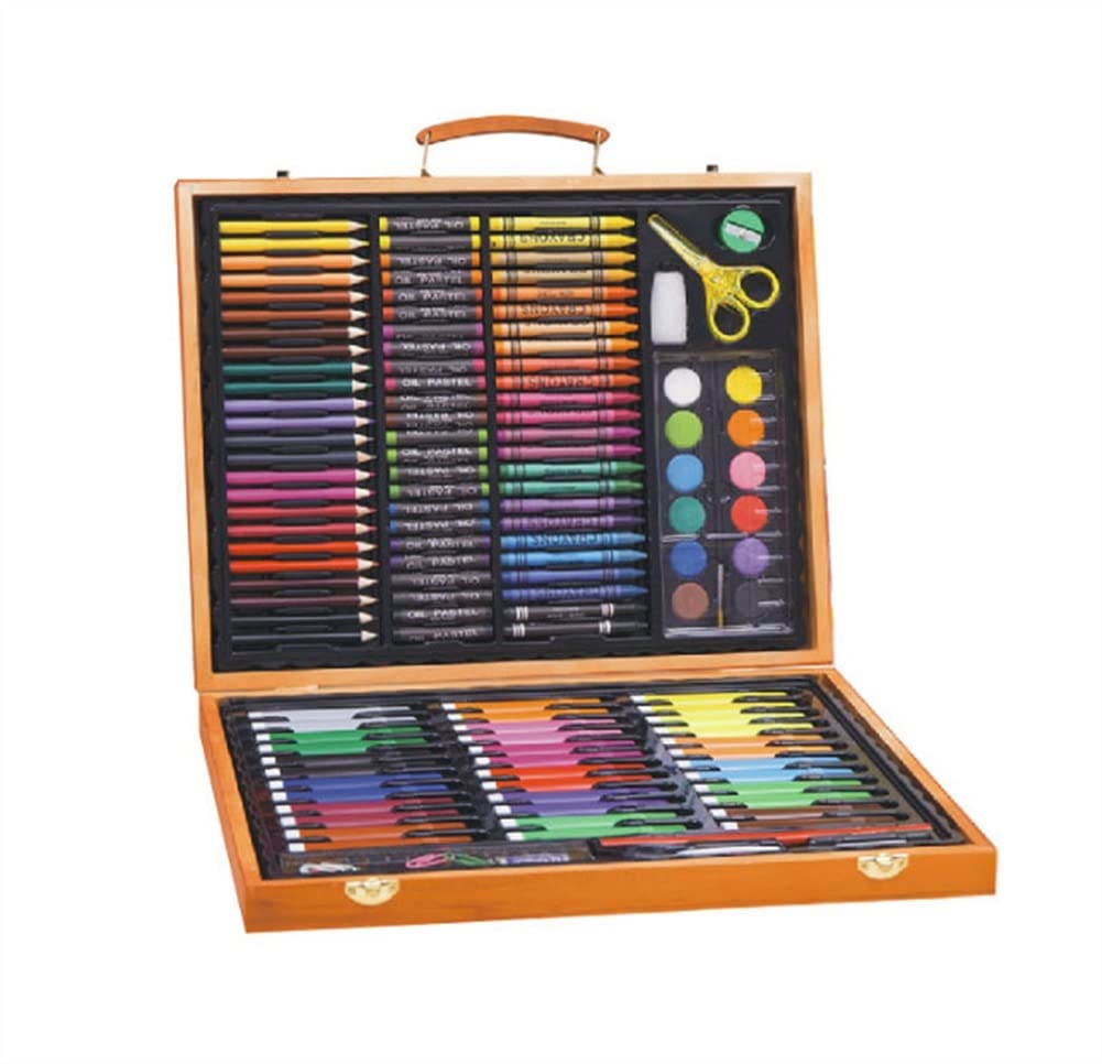 Art Supplies, Drawing Art Set, 150 Pieces Wooden Art Set Crafts Drawing Painting Kit, Portable Art Case Art Kit Includes Crayons, Colored Pencils, Creative Gift for Kids, Adults