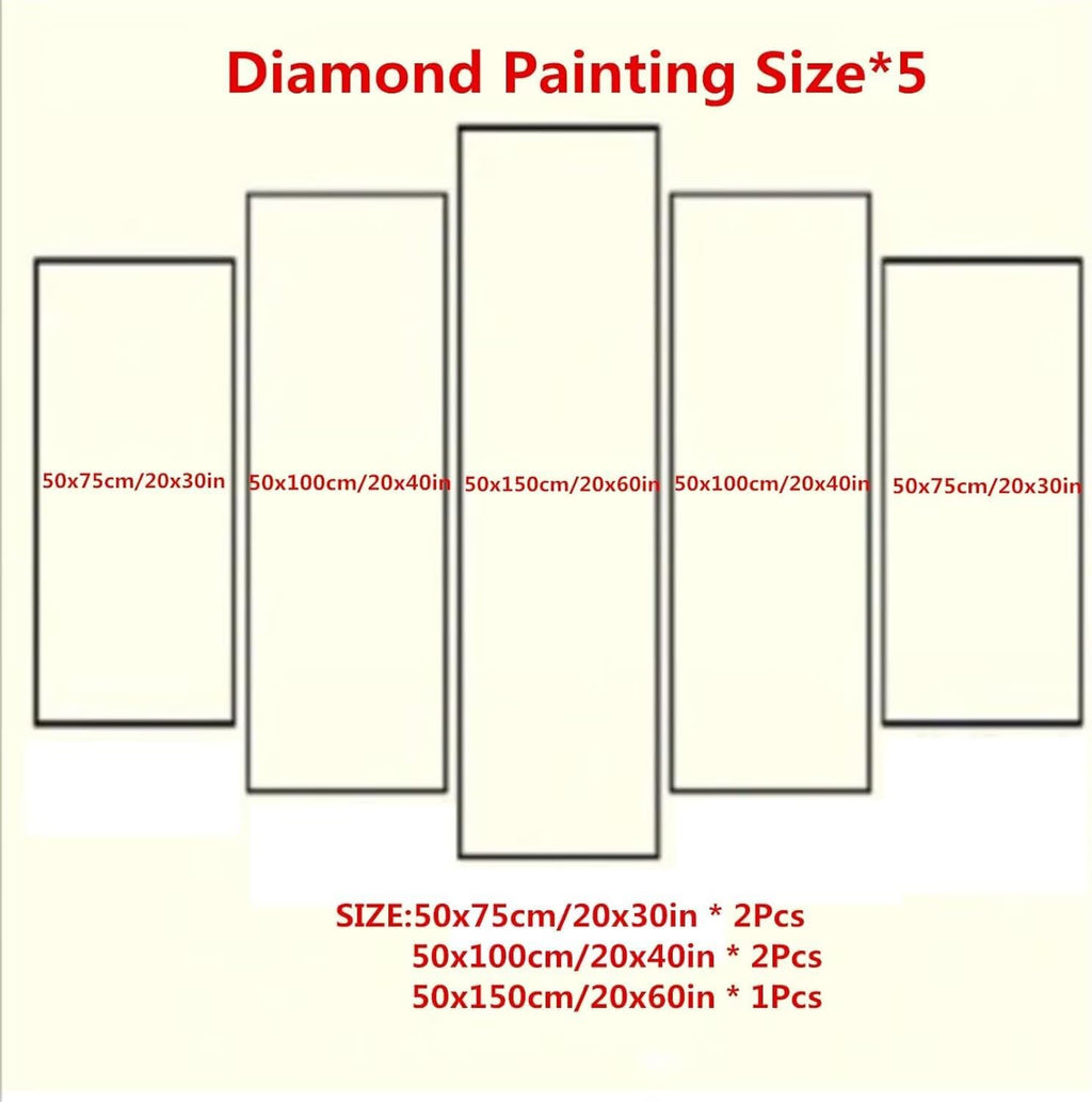 5 Pack Diamond Painting Kits Abstract Cherry Blossoms Large Diamond Painting Kits for Adults, Crystal Gems Arts and Crafts, DIY Full Drill Embroidery Paintings, for Home Decor 250x150cm/100x60in q-559
