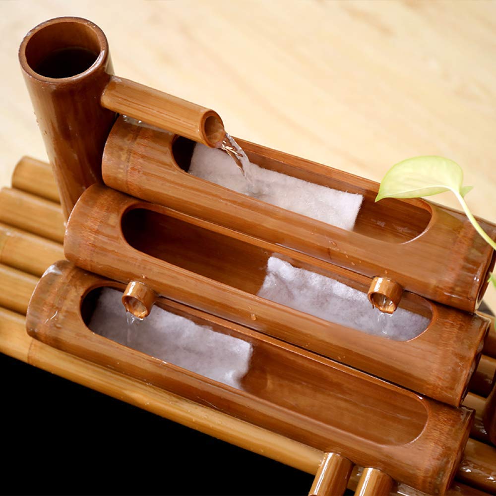 Bamboo Fountain Water Feature Backyard Pond Flowing Pump Garden Japanese Landscape Home Decoration Sculptures Statues Arts Crafts Artwork Wedding Gifts (70cm)