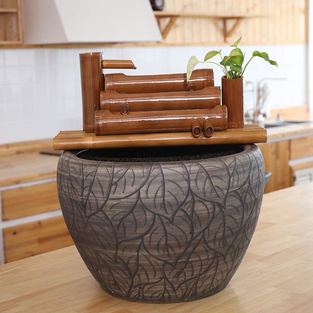 Bamboo Fountain Water Feature Backyard Pond Flowing Pump Garden Japanese Landscape Home Decoration Sculptures Statues Arts Crafts Artwork Wedding Gifts (70cm)