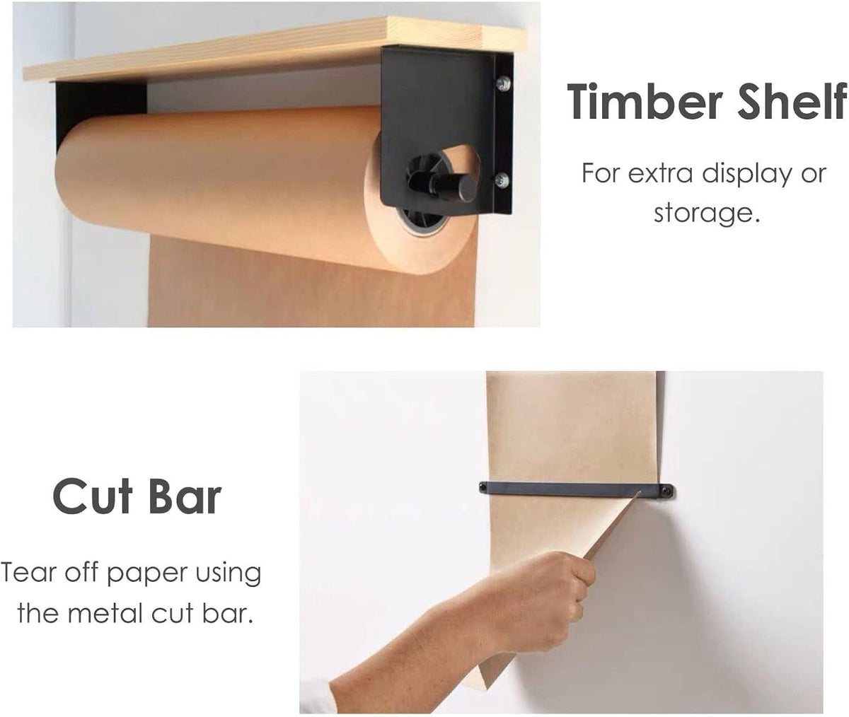 Bulletin Board Paper Wall Mount Kraft Paper Roll Display with Wood Shelf & 50m Paper Roll，for Grocery List/Schedule Reminders for Craft Poster Art Paper Roll Christmas Bouquet(100cm/39.4in