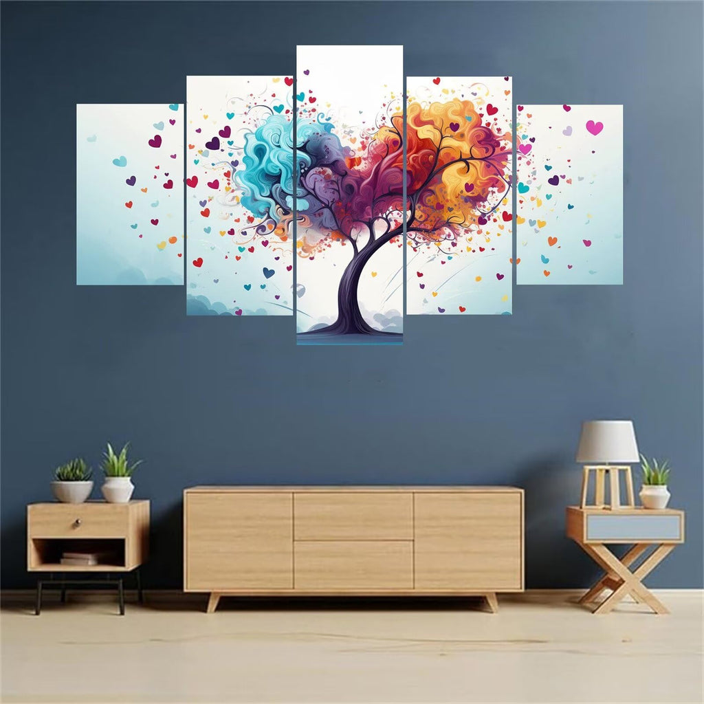 5 Panel Diamond Painting Kits 5D DIY Love Tree Diamond Art Kits for Adults, Full Drill Round Diamond Dots Crystal Rhinestone Gems Arts and Crafts for Home Wall Decor Gifts 120x78in E-137