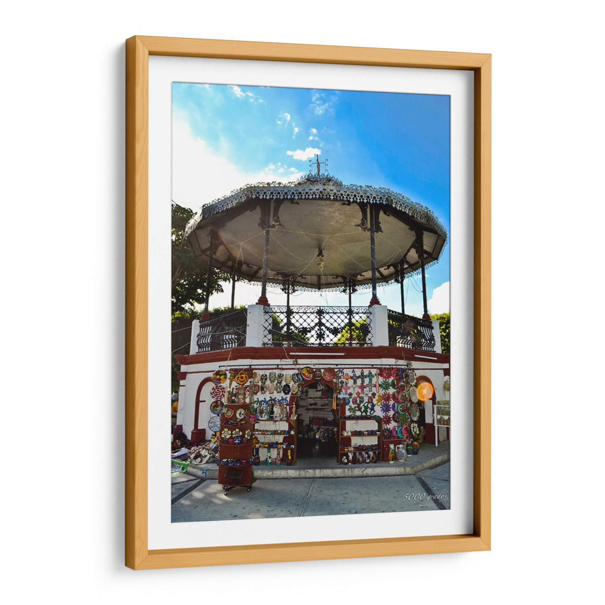 Canvas Lab | Gazebo with Mexican Crafts by 5000 grados | 32 x 48 in | Canvas Print Wall Art | Architecture, Mexico | Wall Decor for Bedroom, Living Room or Office