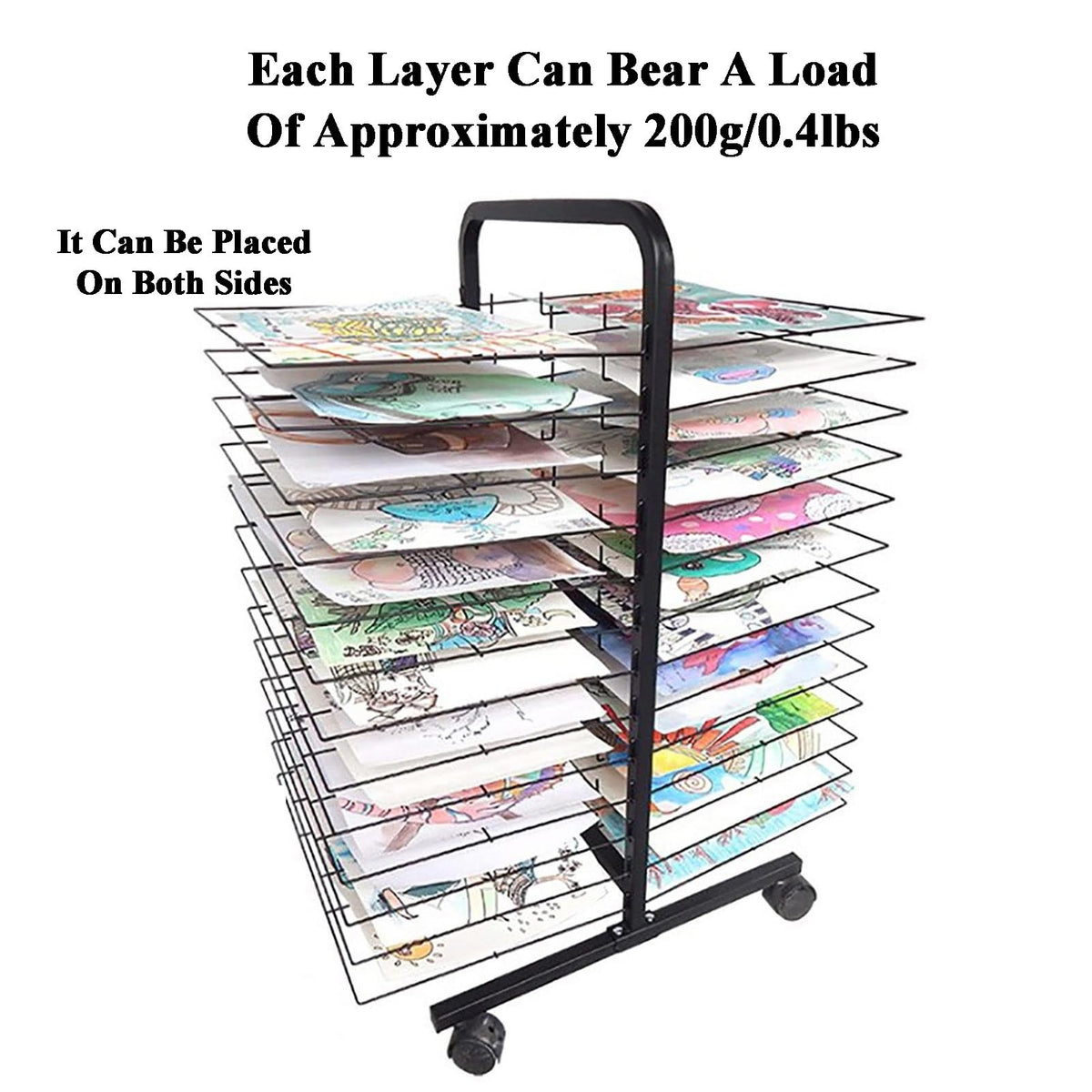 26 Tier Mobile Art Drying Rack Removable Metal Shelves,Lockable Wheels Space-Saving Storage for Classrooms,Studios,and Craft Rooms