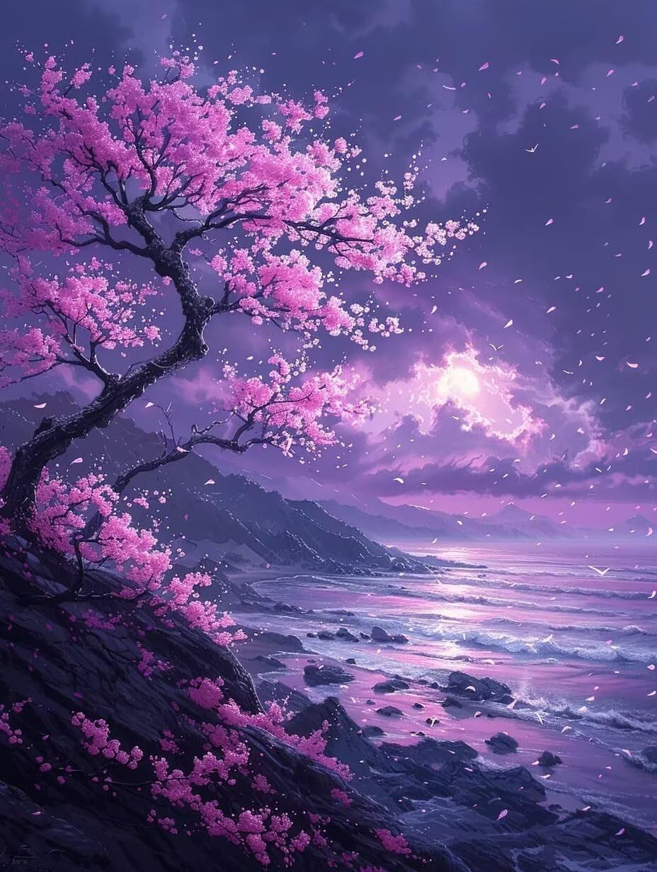 Cherry Blossoms Diamond Art Kits for Adults Beginners, Ocean Diamond Painting Large 36x48inch, 5D Gem Art Crafts for Adults Mosaic Kits, Full Drill Square Dimond Crystal Paintings, Home Decor -zjn26TX