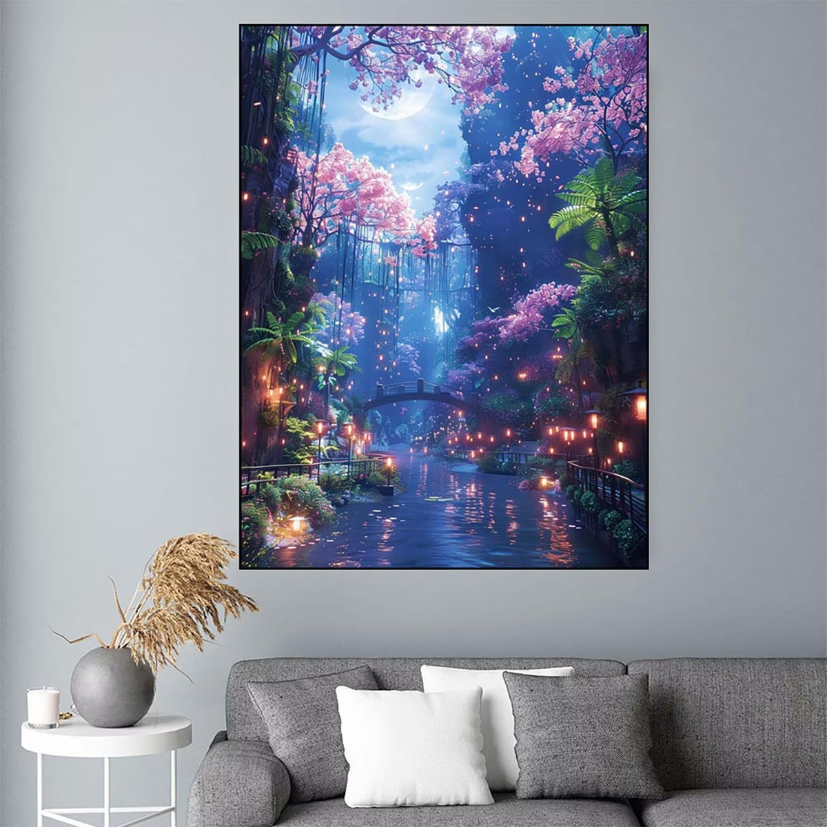 Diamond Art Landscape Diamond Painting Cherry Blossoms Dimond Art Painting for Adults Beginners, 5D Crystal Gem Crafts Mosaic Kits for Adults Hobbies for Women, Room Decor, 36 x 48 Inch Canvas -n6SL