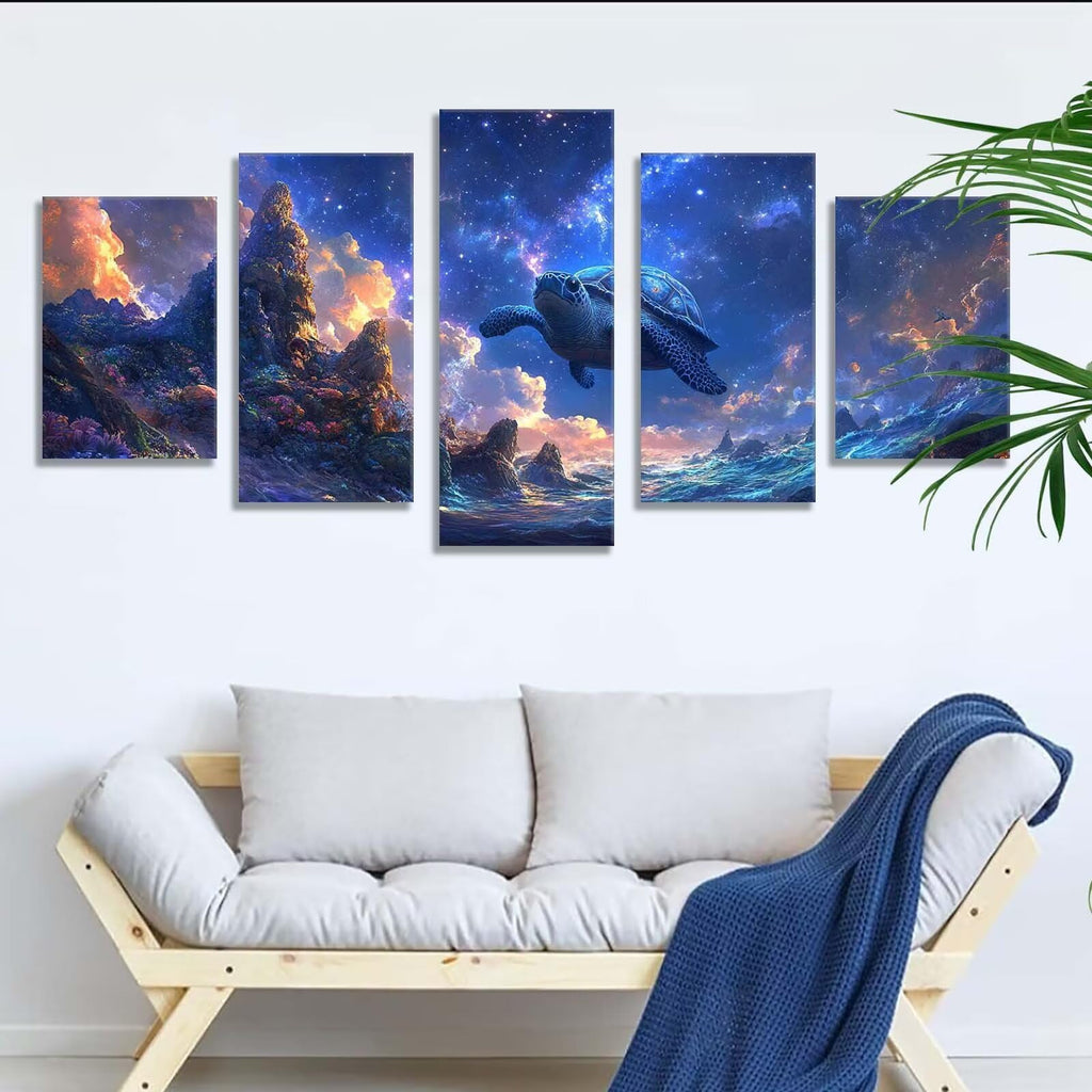 5 Pack Diamond Painting Kits Sea Turtles Landscape Large Diamond Painting Kits for Adults, Crystal Gems Arts and Crafts, DIY Full Drill Embroidery Paintings, for Home Decor 300x180cm/120x78in q-10868