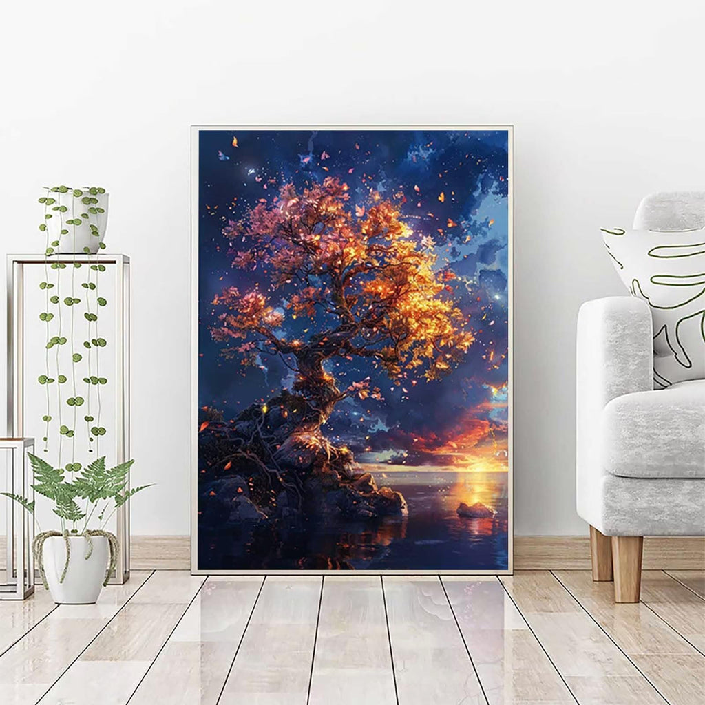 Diamond Art Tree Diamond Painting Starry Sky Dimond Art Painting for Adults Beginners, 5D Crystal Gem Crafts Mosaic Kits for Adults Hobbies for Women Gifts, Room Decor, 36 x 48 Inch Canvas -zjn2506CO