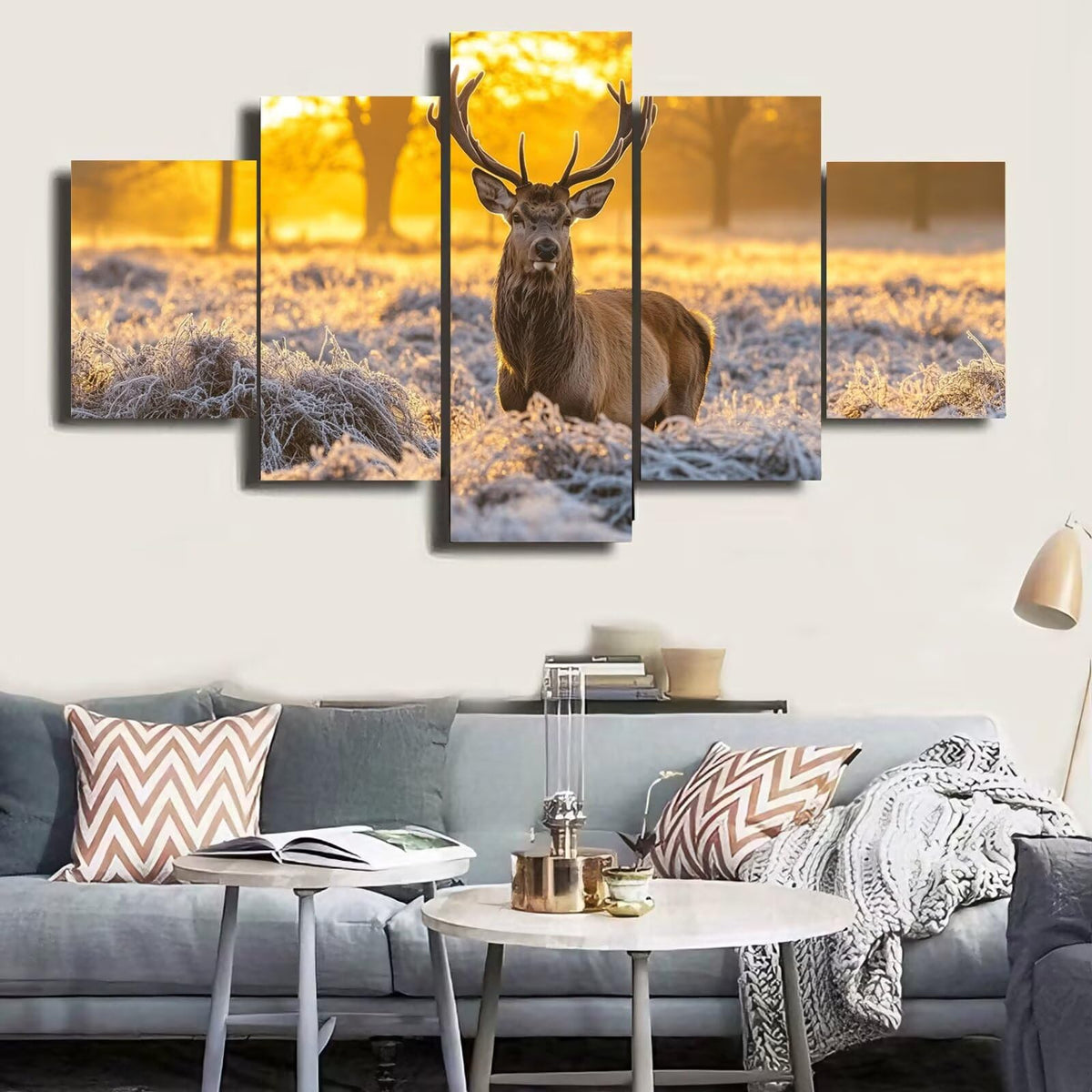 Diamond Painting Kit Deer Diamond Art Kits for Adults Animals 8 Full Drill Diamond Dots Crystal Rhinestone Gems Arts and Crafts for Home Decor Gifts for Women Teenage Girls 59x118in 5 Panel 0b-1132