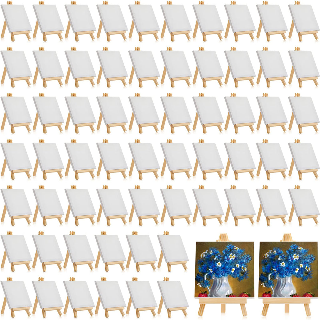 300pcs/150 Pack Mini Canvas with Easel for Painting Wood 6 x 6 Inch