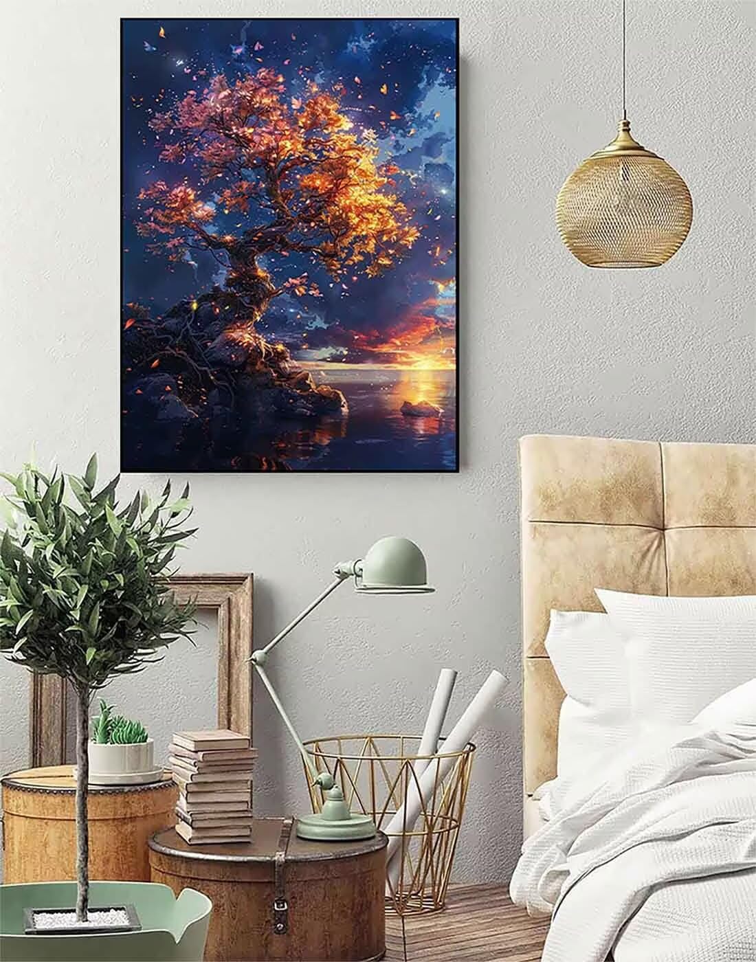Diamond Art Tree Diamond Painting Starry Sky Dimond Art Painting for Adults Beginners, 5D Crystal Gem Crafts Mosaic Kits for Adults Hobbies for Women Gifts, Room Decor, 36 x 48 Inch Canvas -zjn2506CO