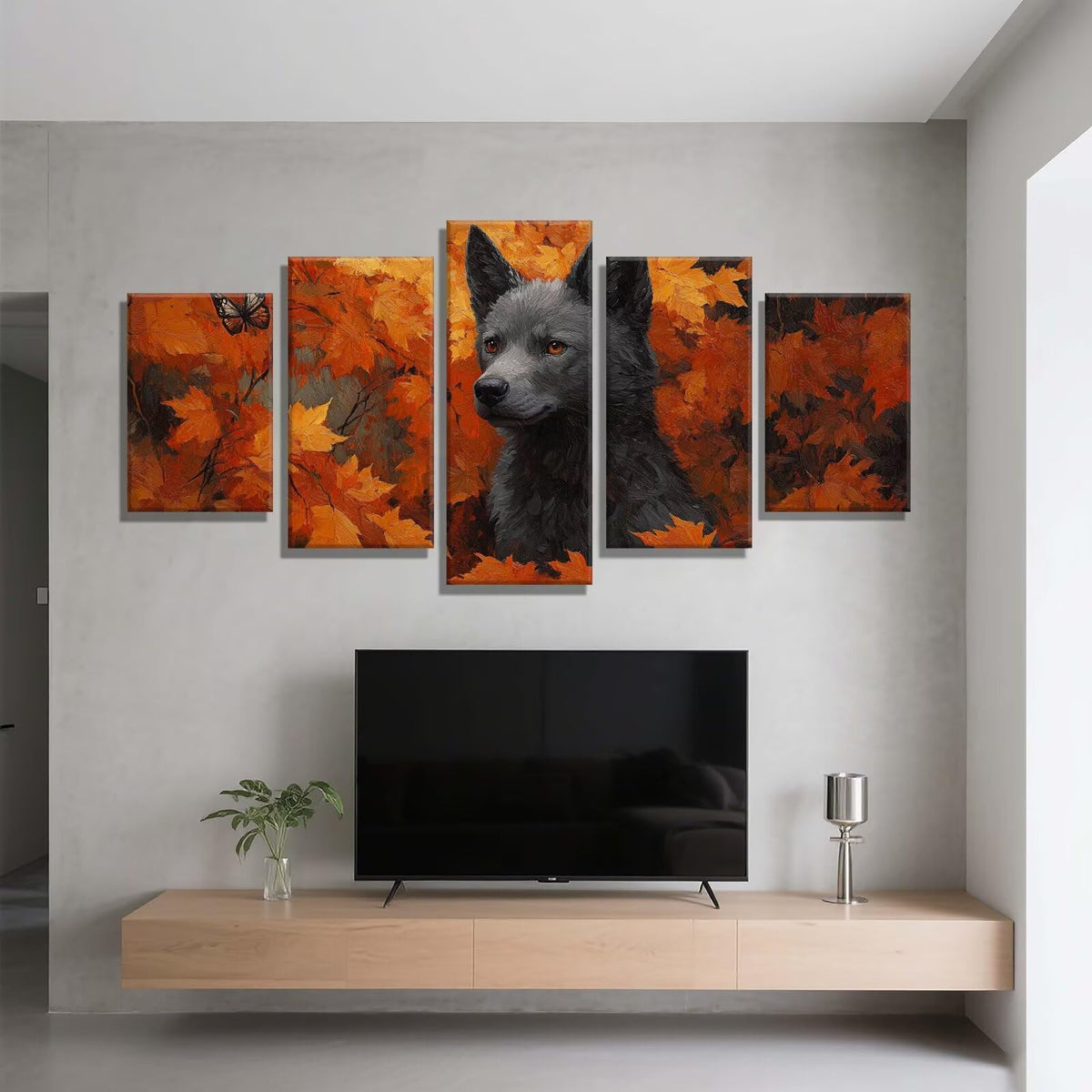 Diamond Painting Animal Dog 5 Panel Diamond Art Kits for Adults, 5D DIY Full Drill Rhinestone Embroidery Paintings, Cross Stitch Crystal Art Paint by Numbers Crafts, Home Decor Gifts 109x65in q-10548