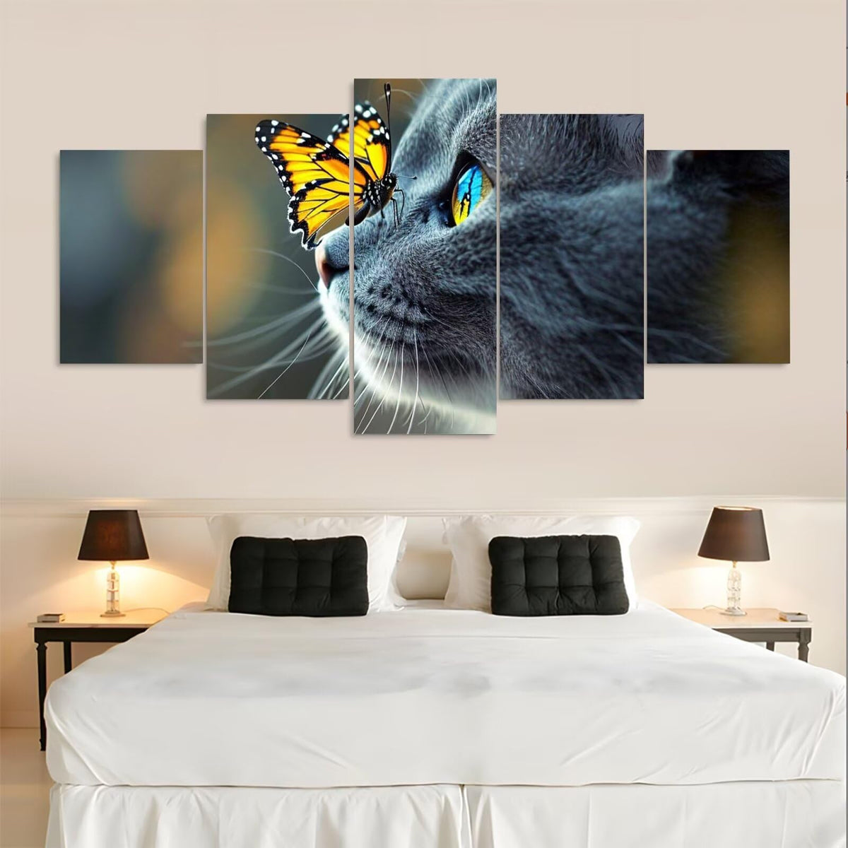 Diamond Painting Kit Cat Diamond Art Kits for Adults Butterfly 63 Full Drill Diamond Dots Crystal Gems Arts and Crafts for Home Wall Decor Gifts for Women Teenage Girls 59x118in 5 Panel 0b-1300