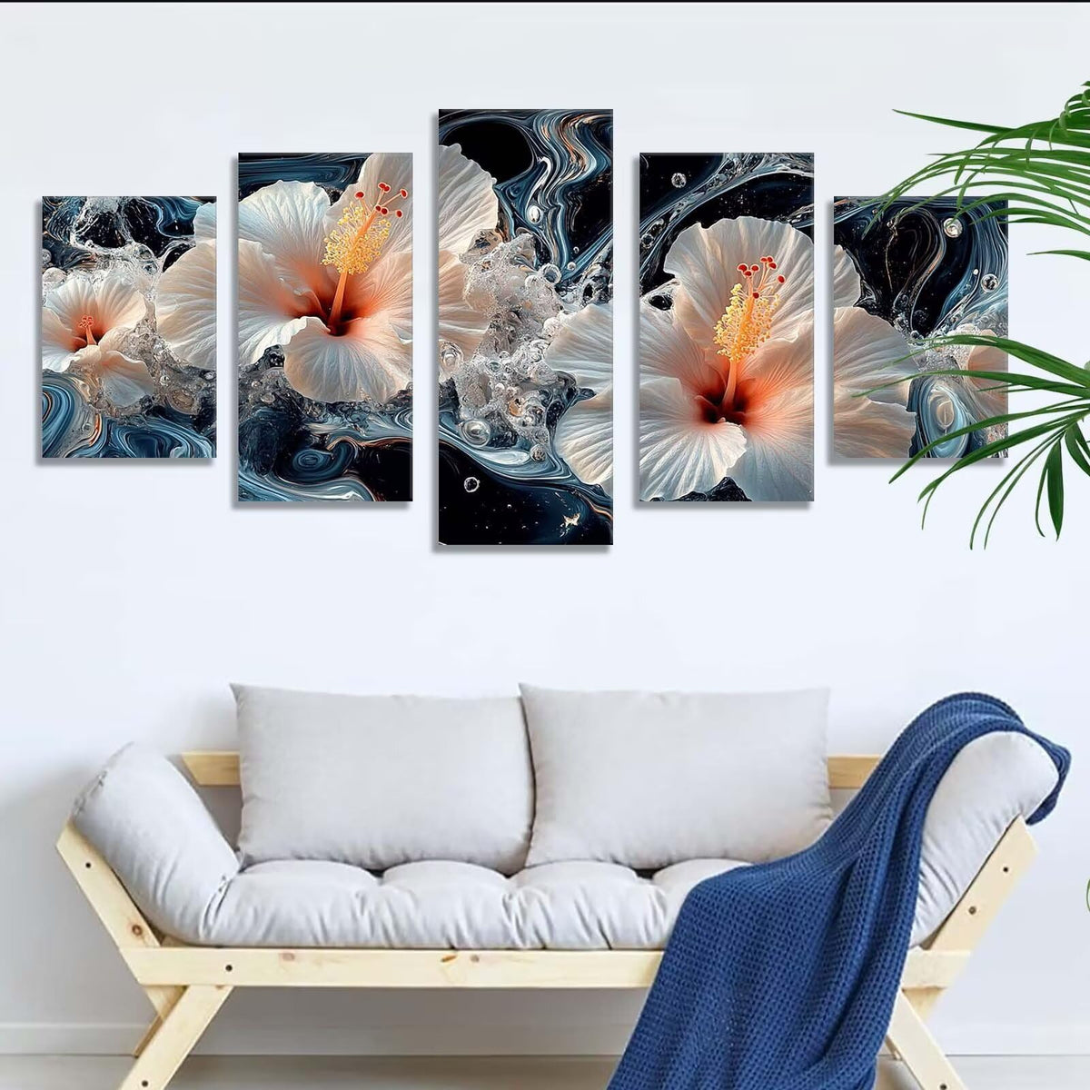 Diamond Painting Dream Flower 5 Panel Diamond Art Kits for Adults, 5D DIY Full Drill Rhinestone Embroidery Paintings, Cross Stitch Crystal Art Paint by Numbers Crafts, Home Decor 109x65in q-10207