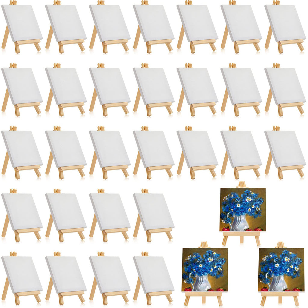 300pcs/150 Pack Mini Canvas with Easel for Painting Wood 6 x 6 Inch