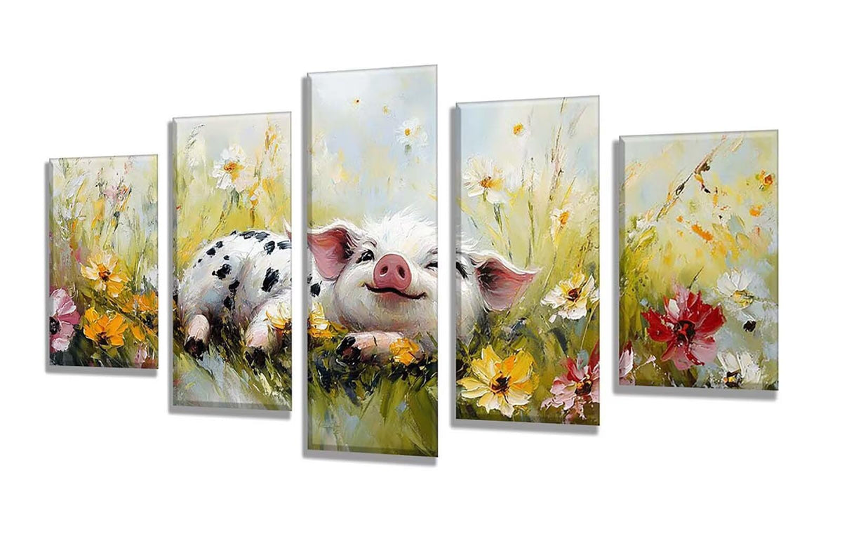 Diamond Painting Animal Flower 5 Panel Diamond Art Kits for Adults, 5D DIY Full Drill Rhinestone Embroidery Paintings, Cross Stitch Crystal Art Paint by Numbers Crafts, Home Decor 109x65in q-9602