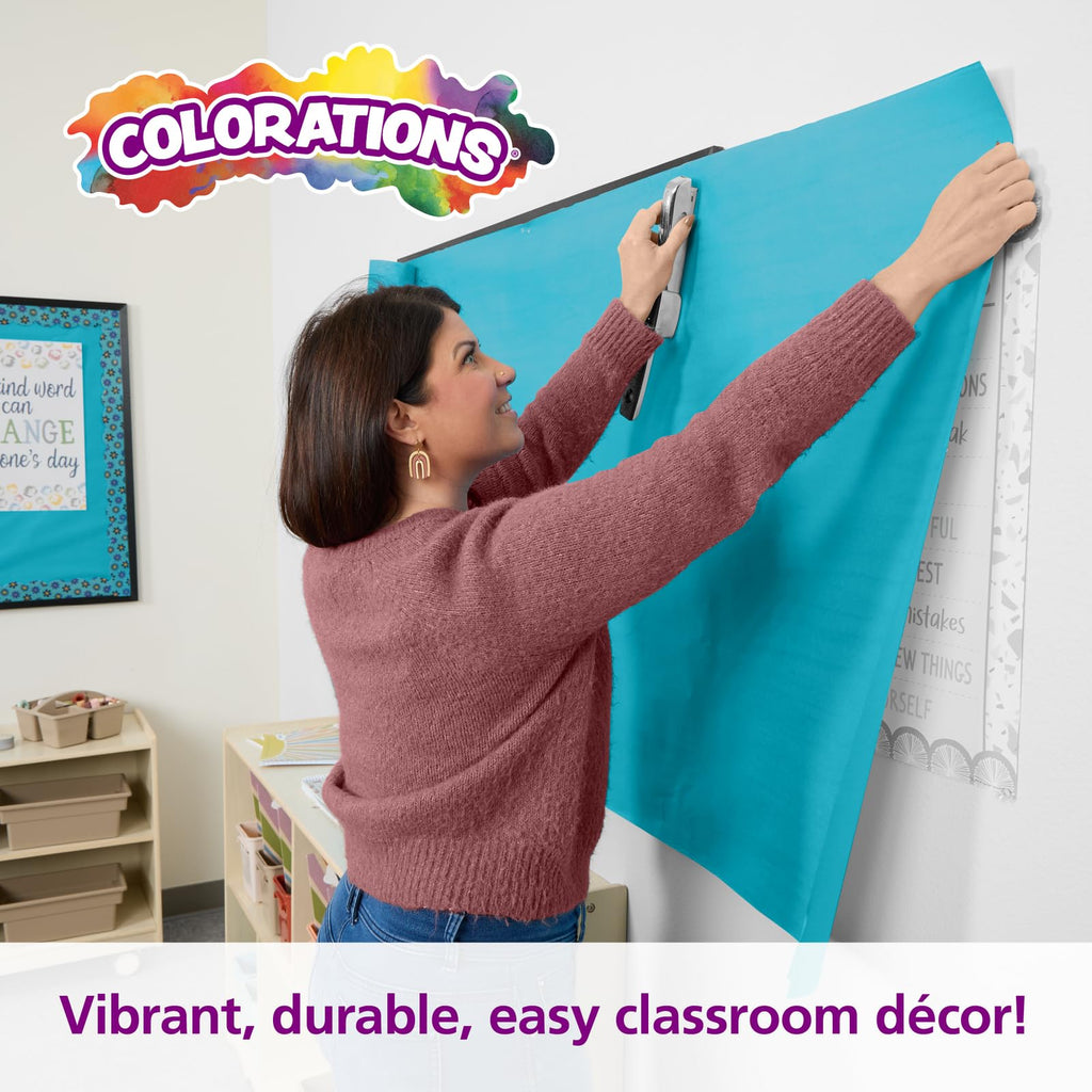 Colorations Arts and Crafts Paper Roll, 36" x 1000', Aqua, Dual Surface, Markers, Wall Art, Bulletin Board Paper, Kids Crafts