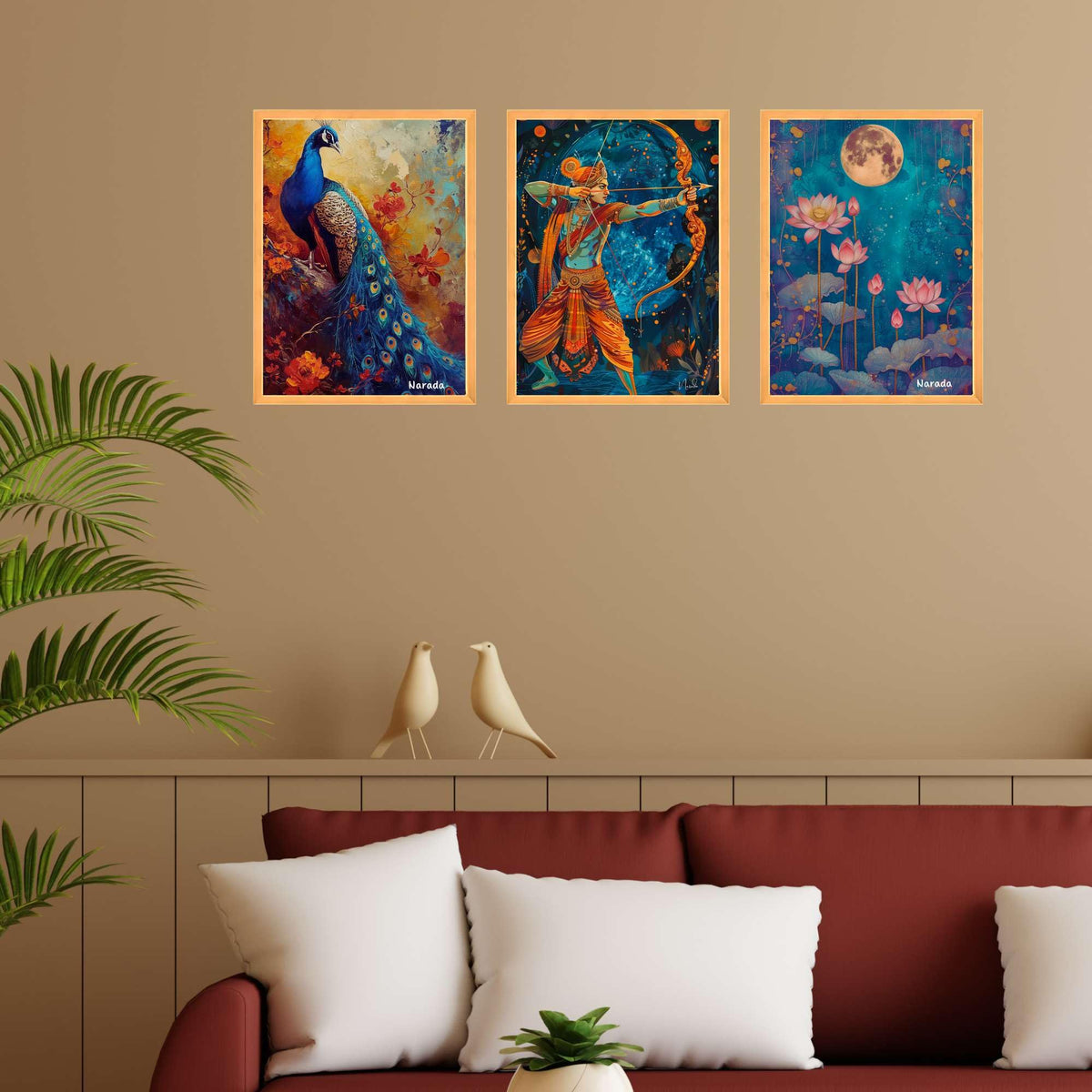 Bhavya Craft Emporium Hub Set of Three Wall Paintings for Wall Decoration Large Framed Wall Paintings for Living Room & Bedroom Wall Art for Home Decoration & Office Wall Decor (18x12 inch CH-WD3-11)