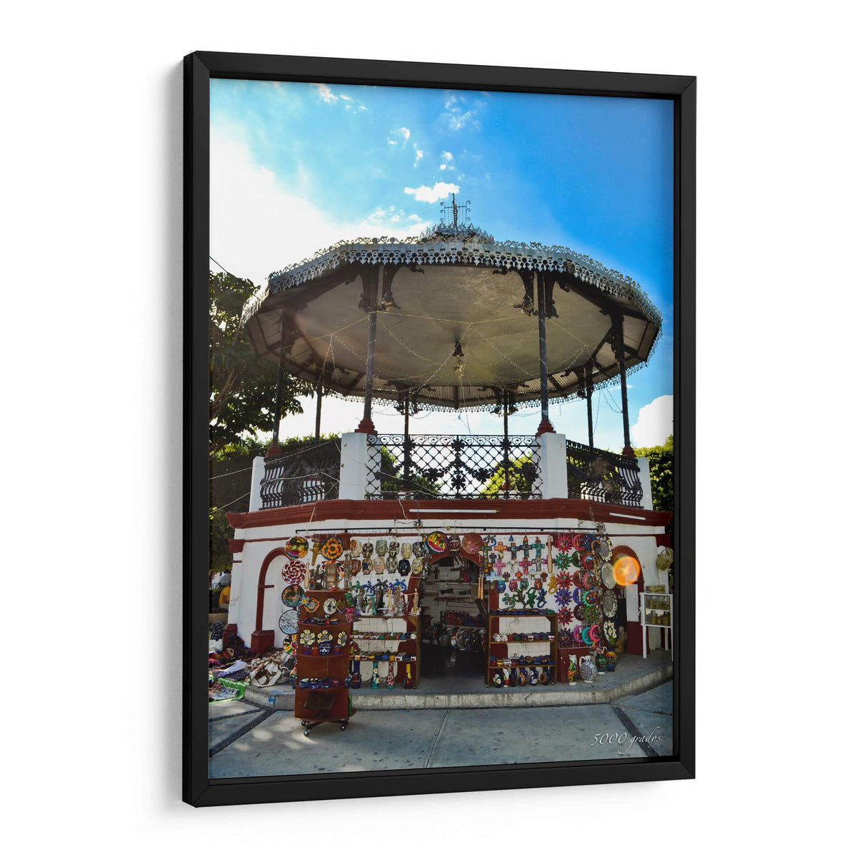 Canvas Lab | Gazebo with Mexican Crafts by 5000 grados | 32 x 48 in | Canvas Print Wall Art | Architecture, Mexico | Wall Decor for Bedroom, Living Room or Office