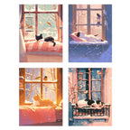 4 Pack Architecture Diamond Art Kits 24x36inch Diamond Painting Cat, Full Square Drill Gem Art Painting Kits DIY Crystal Embroidery Cross Stitch Arts and Crafts for Girls 8-12, Home Decor Gifts O-533y
