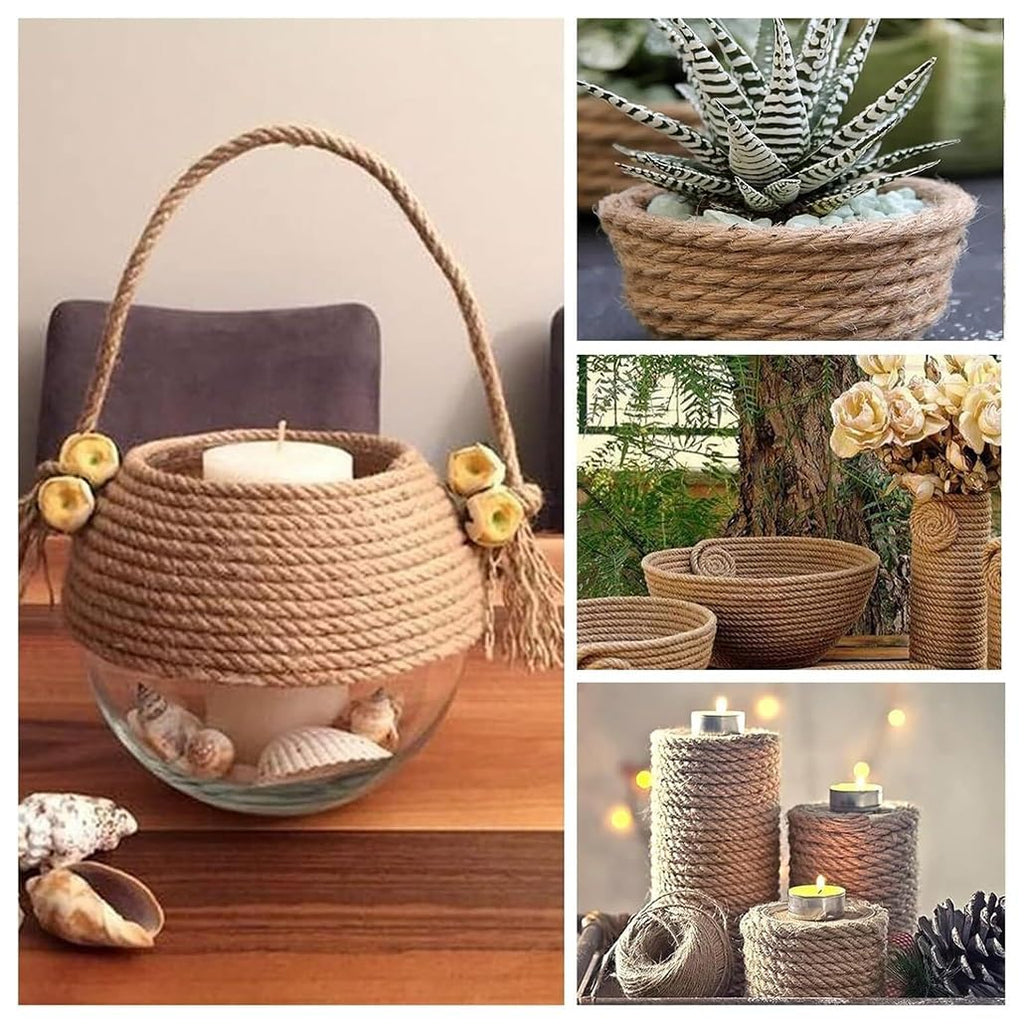 26/28/30mm Jute Twine Heavy Duty Jute Rope Natural Hemp Rope for DIY Arts Crafts Gardening Bundling Home Decorating Cat Scratching Post(30mm,50m/164ft)