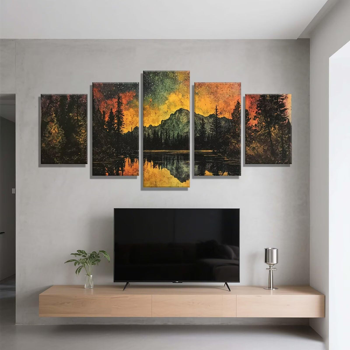 Diamond Painting Abstract Forest 5 Panel Diamond Art Kits for Adults, 5D DIY Full Drill Rhinestone Embroidery Paintings, Cross Stitch Crystal Art Paint by Numbers Crafts, Home Decor 109x65in q-9294