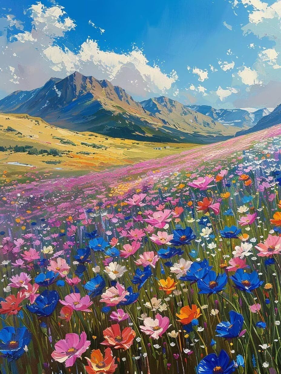 Diamond Art Grassland Diamond Painting Nature Dimond Art Painting for Adults Beginners, 5D Crystal Gem Crafts Mosaic Kits for Adults Hobbies for Women Gifts, Room Decor, 36 x 48 Inch Canvas -zjn250696