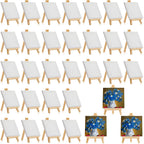 300pcs/150 Pack Mini Canvas with Easel for Painting Wood 6 x 6 Inch